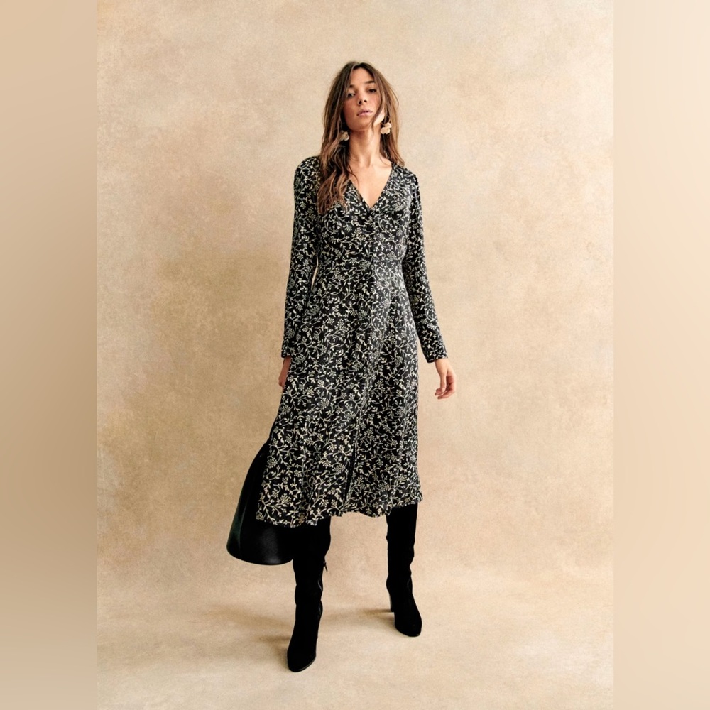 Sézane Victoriana Long-sleeved midi dress